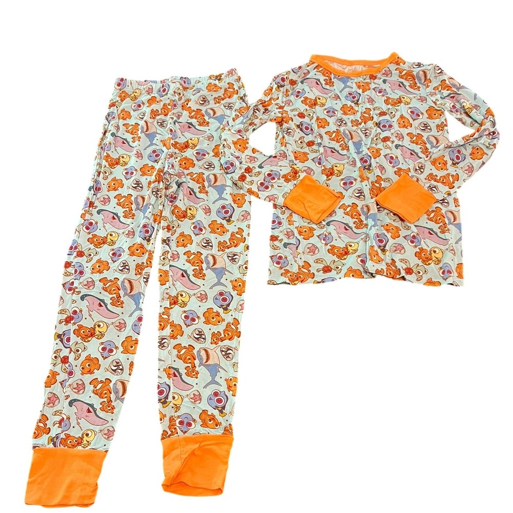 Little Snuggles Bamboo Sea Life Pajama Set Size 8 Clownfish Shark‎ Blue Orange